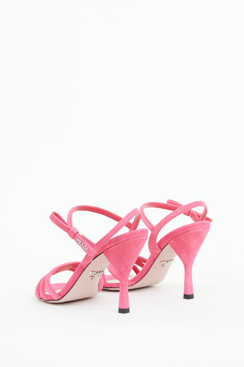 Prada Pink Suede Strappy Bow Pump
