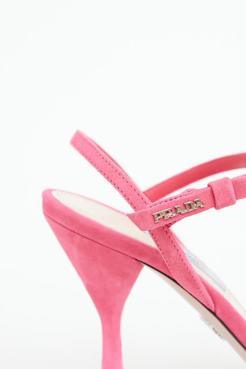 Prada Pink Suede Strappy Bow Pump