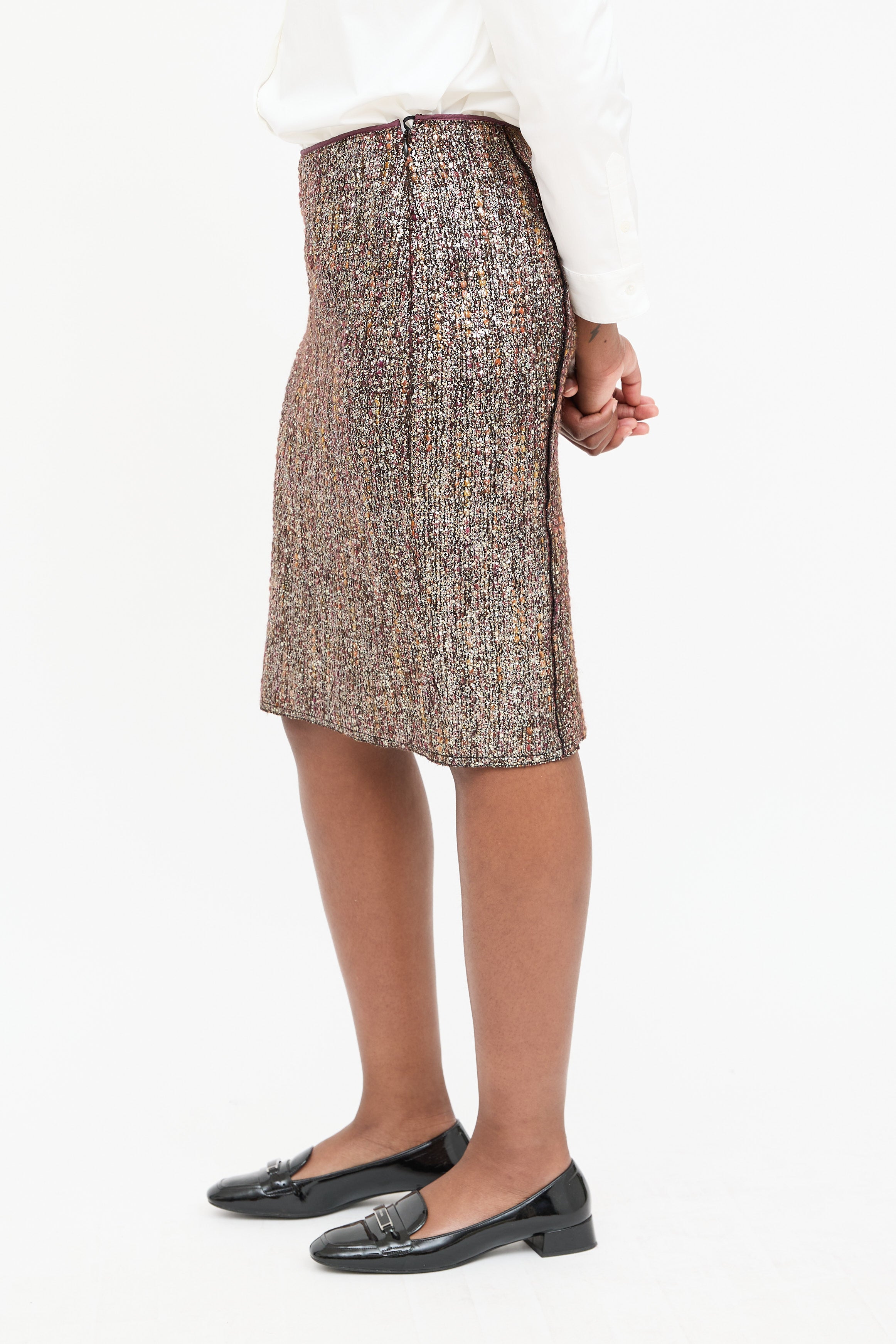 Prada Wool Metallic Tweed Skirt