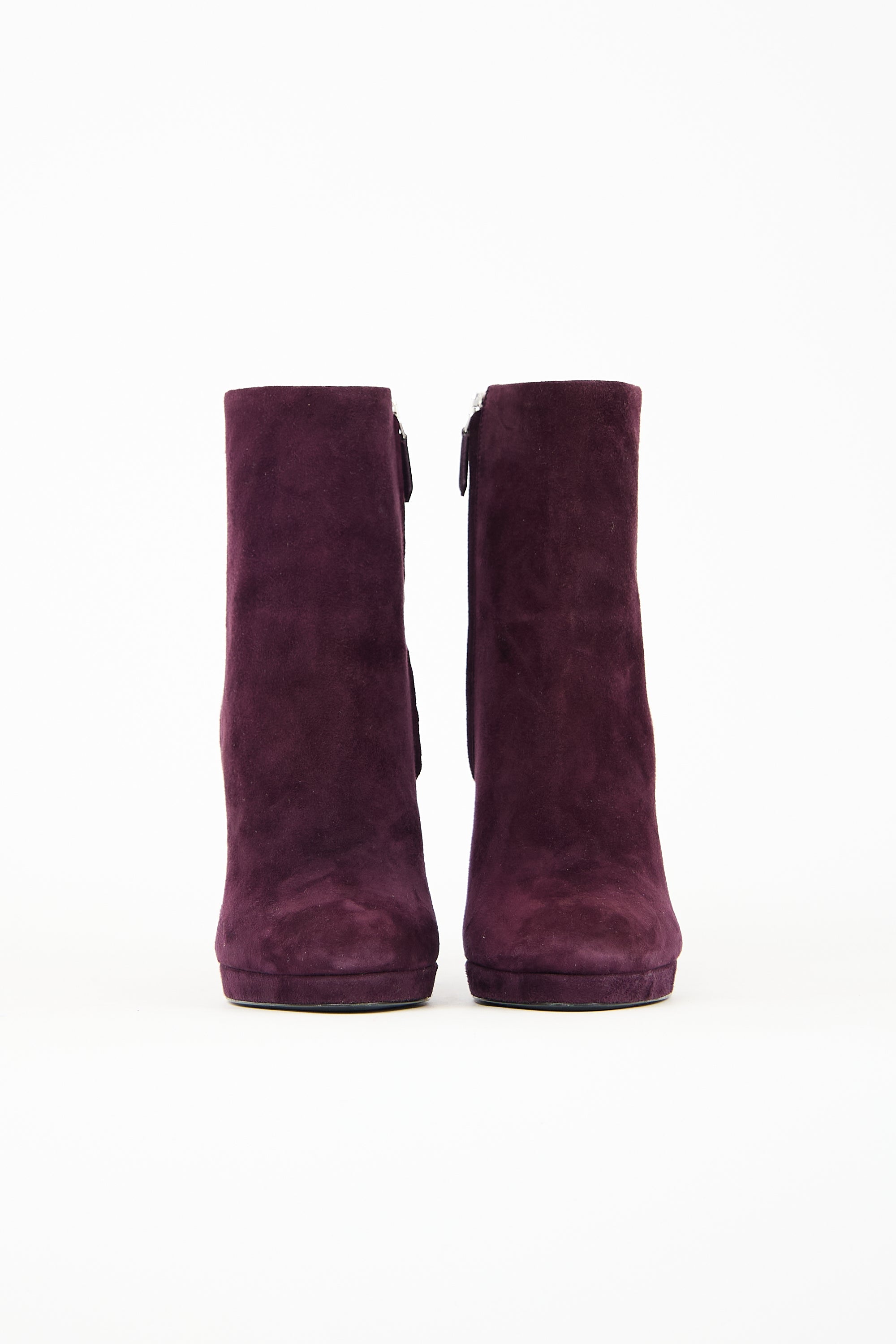 Prada Purple Suede Zip Ankle Boot
