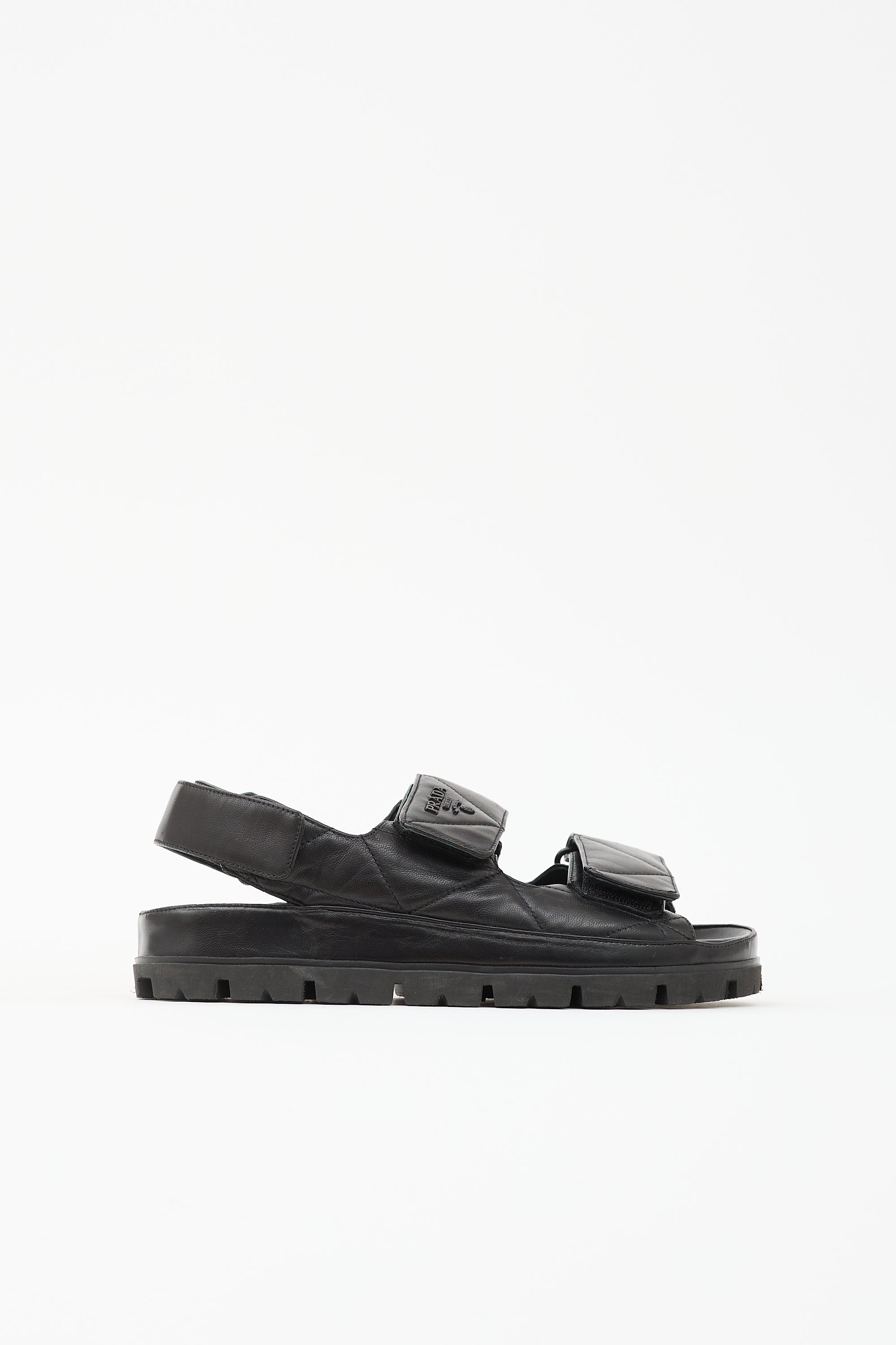 Prada Quilted Leather Logo Sandal