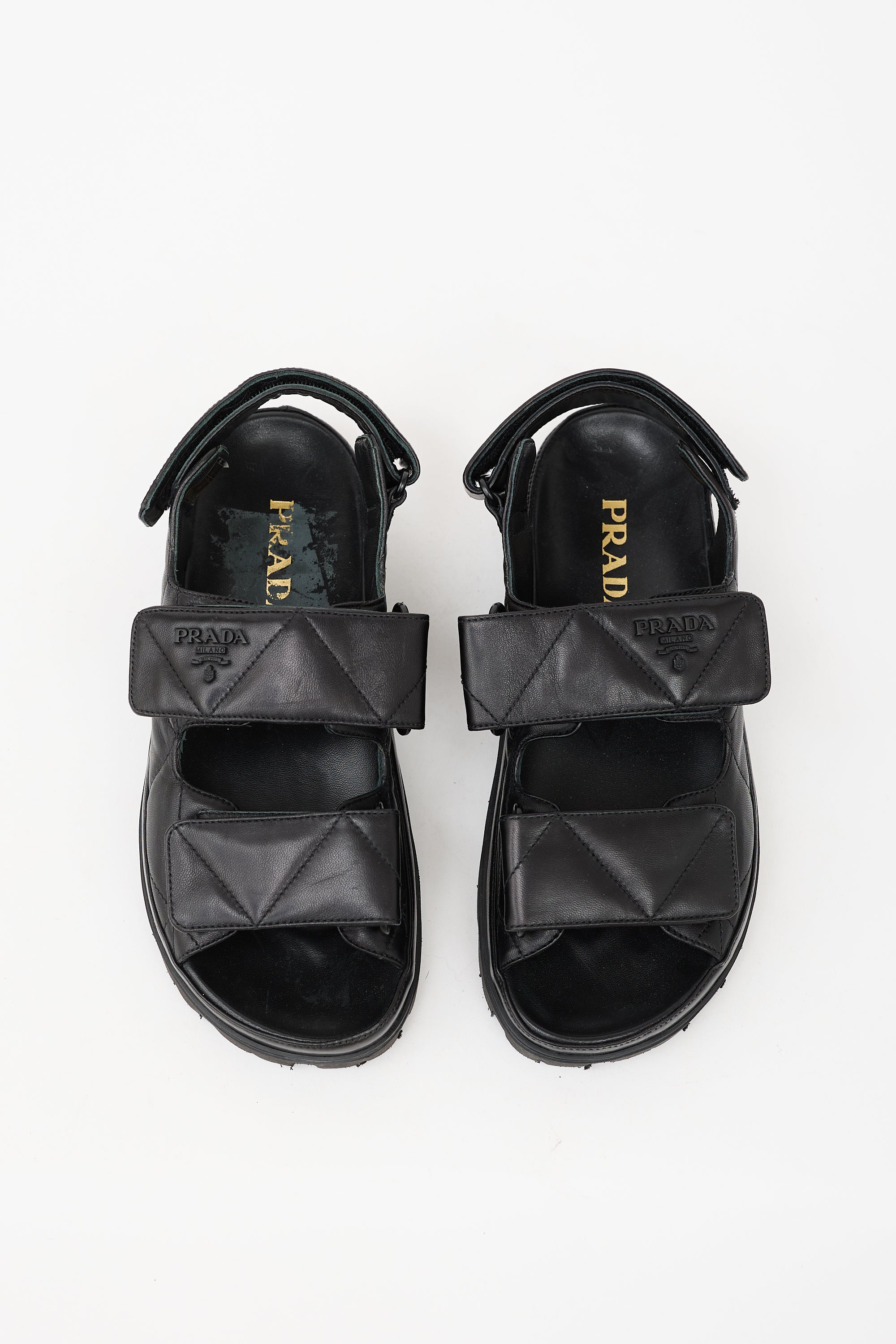 Prada Quilted Leather Logo Sandal