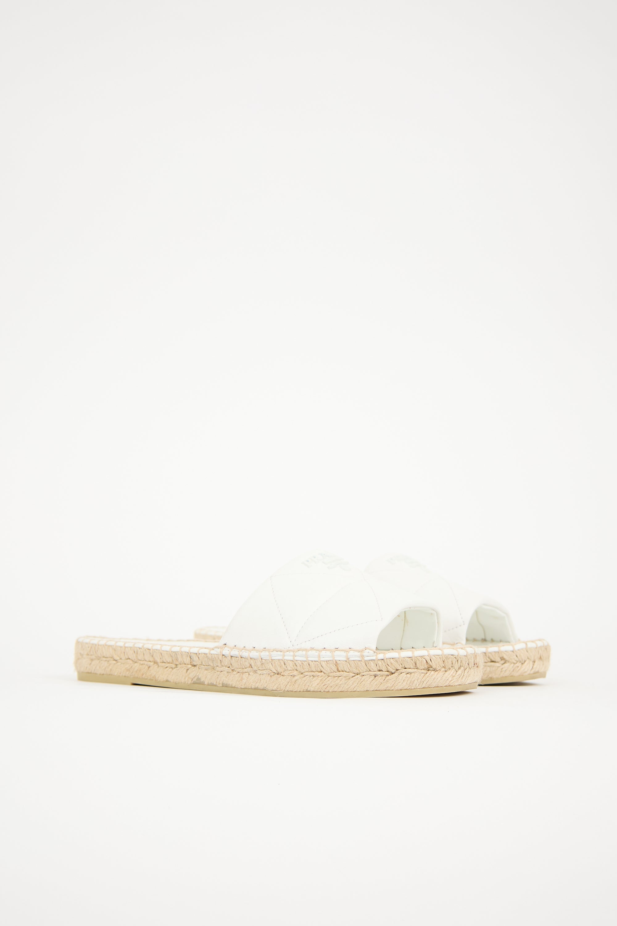 Prada Quilted Leather Logo Slide