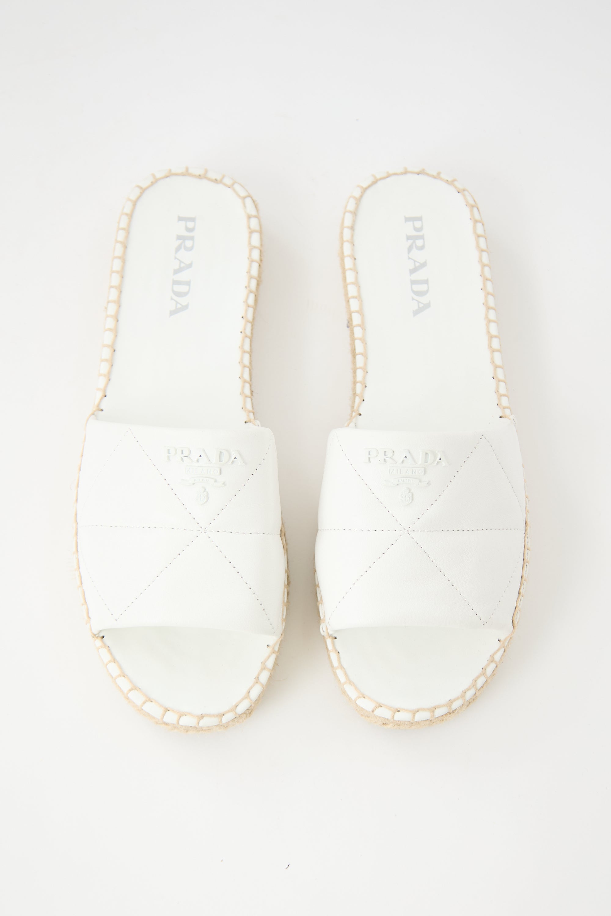 Prada Quilted Leather Logo Slide