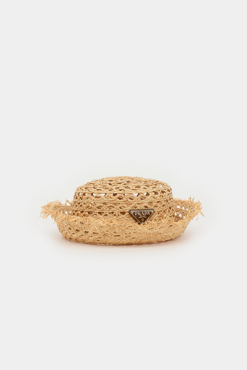 Prada Raffia Belted Logo Bucket Hat