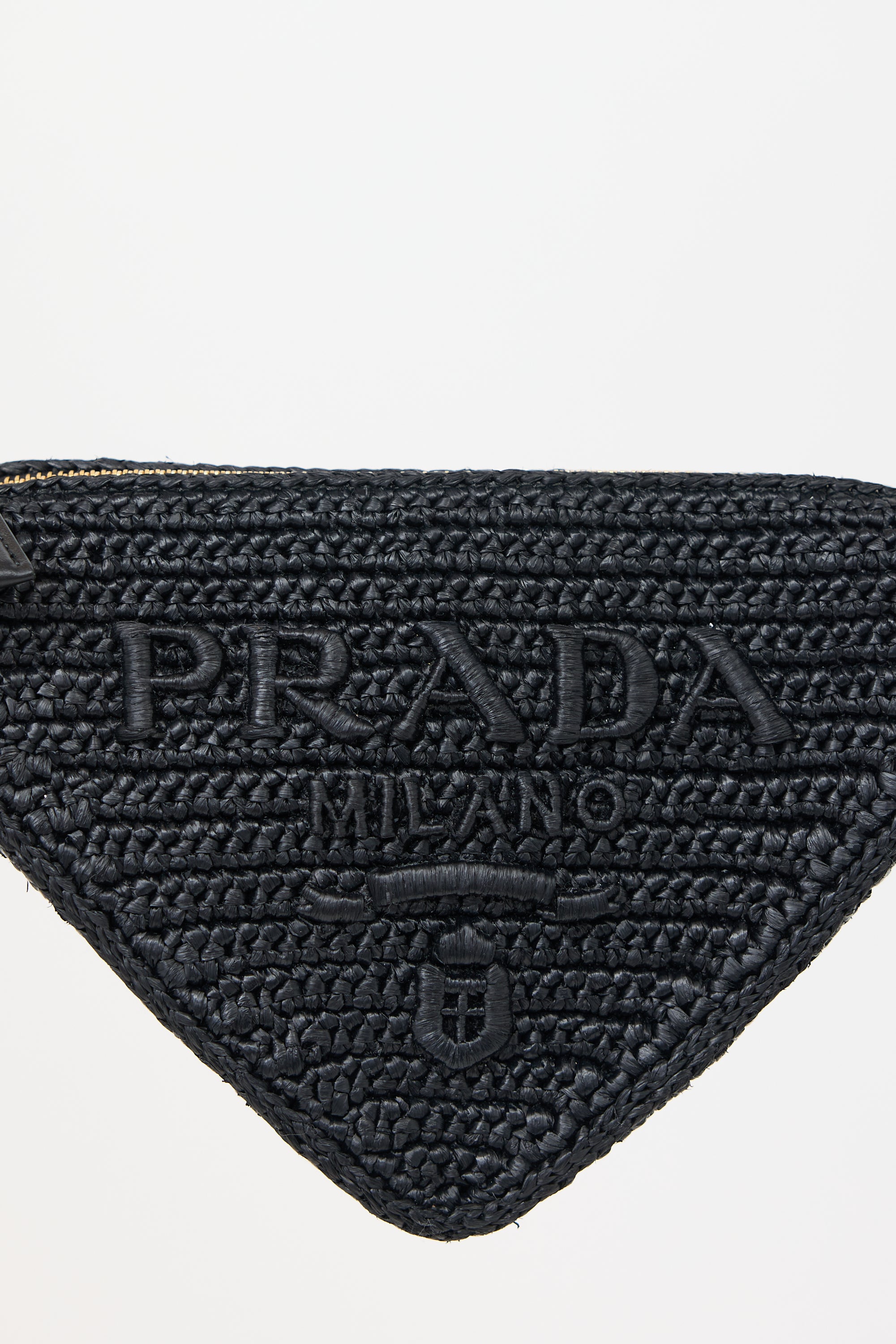 Prada Raffia Crochet Triangle Shoulder Bag