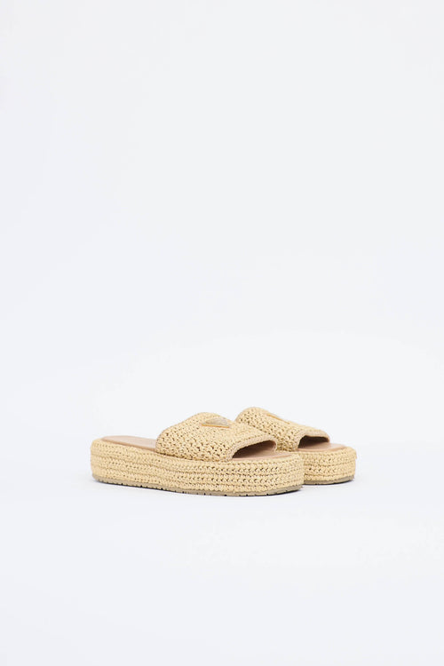 Prada Raffia Platform Slide