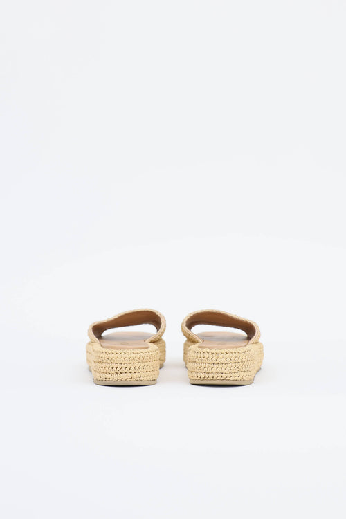 Prada Raffia Platform Slide