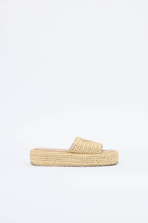 Prada Raffia Platform Slide