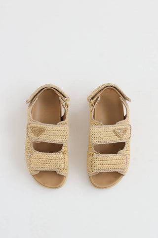Prada Raffia Woven Logo Sandal