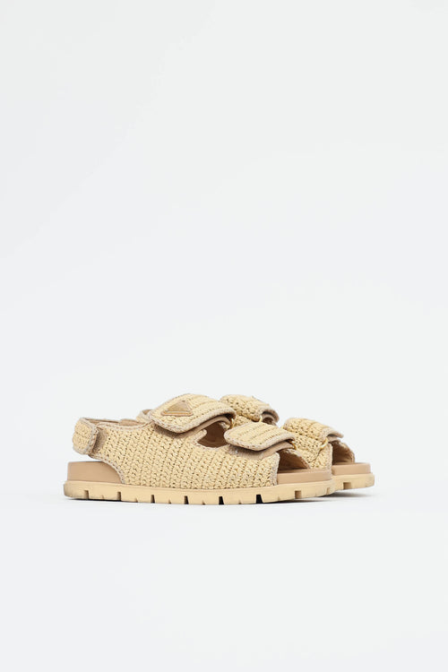 Prada Raffia Woven Logo Sandal