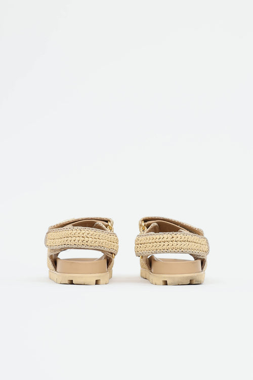 Prada Raffia Woven Logo Sandal