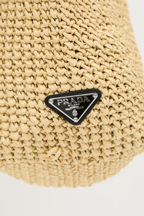Prada Raffia Crochet Logo Tote Bag