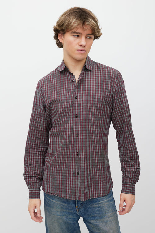 Prada Red & Black Check Shirt