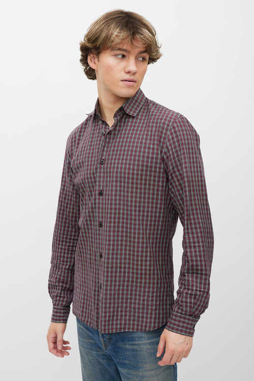 Prada Red & Black Check Shirt