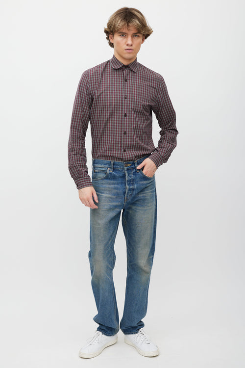 Prada Red & Black Check Shirt