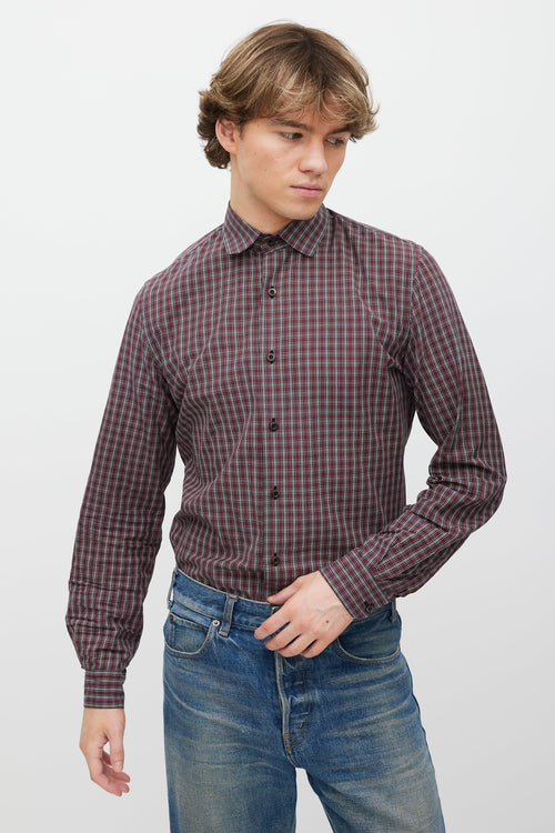 Prada Red & Black Check Shirt