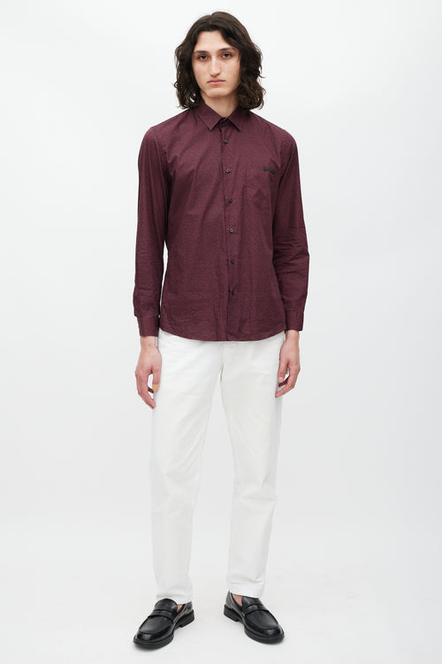 Prada Red & Black Floral Shirt