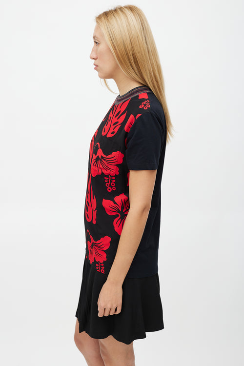 Prada Red & Black Floral T-Shirt
