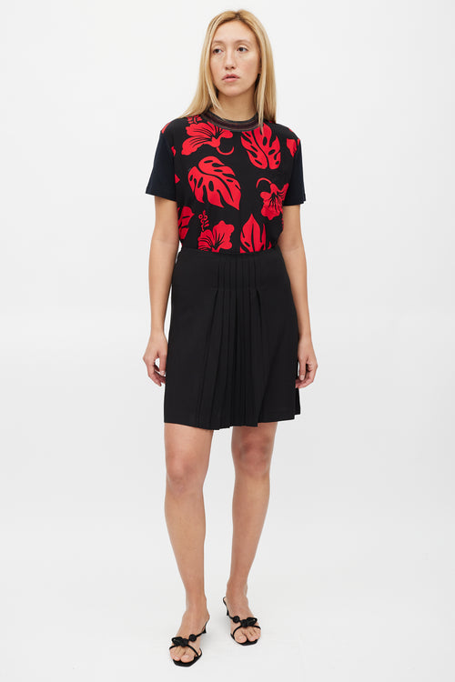 Prada Red & Black Floral T-Shirt