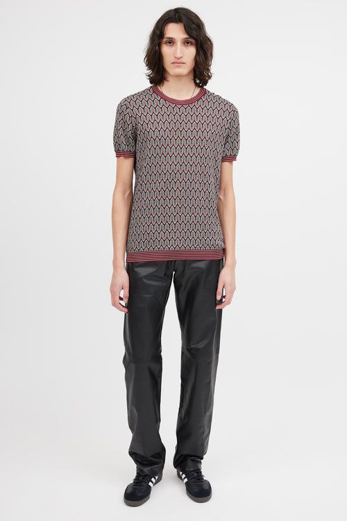 Prada Red & Black Knit Pattern Top