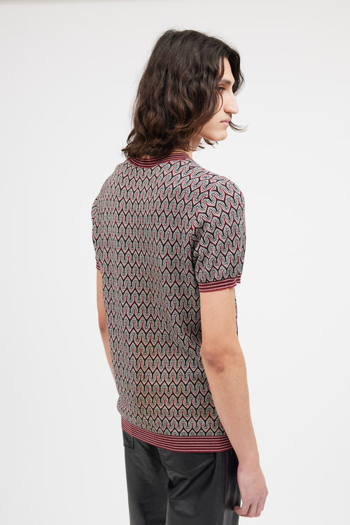 Prada Red & Black Knit Pattern Top