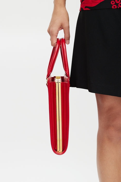Prada Red & Gold Genti Leather Tote