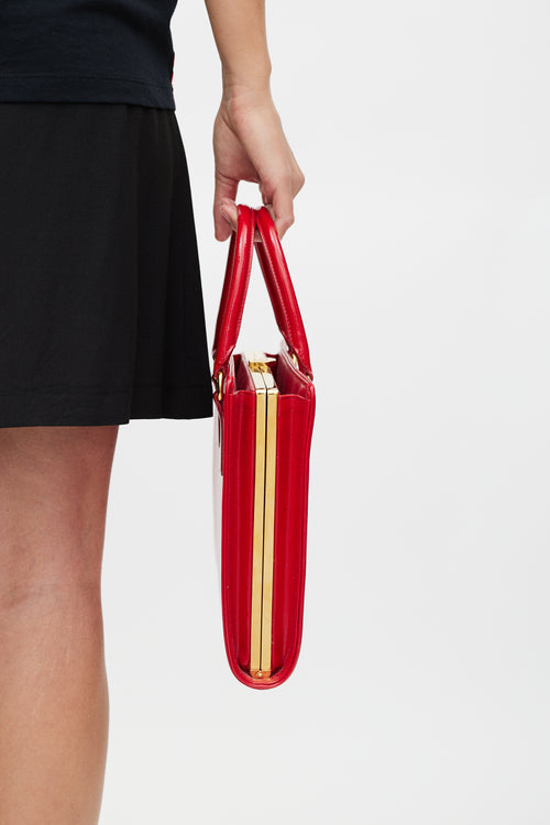 Prada Red & Gold Genti Leather Tote