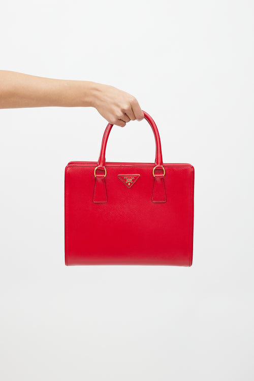 Prada Red & Gold Genti Leather Tote