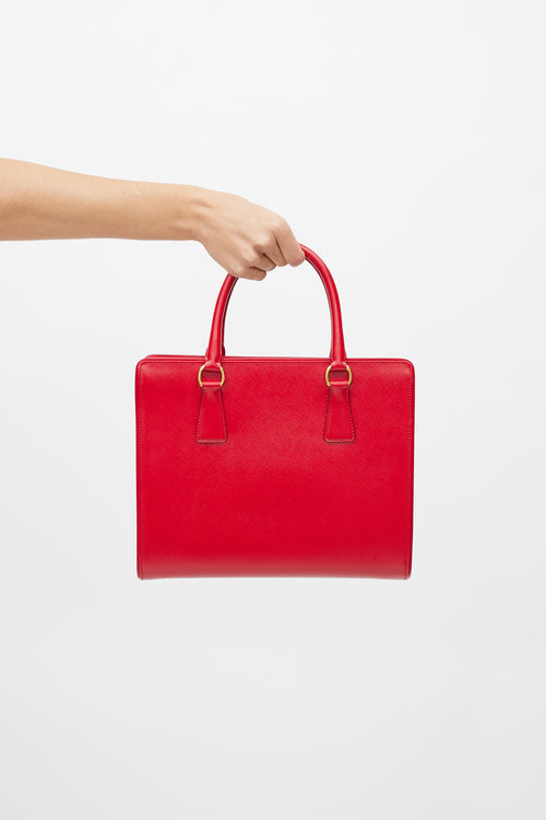 Prada Red & Gold Genti Leather Tote
