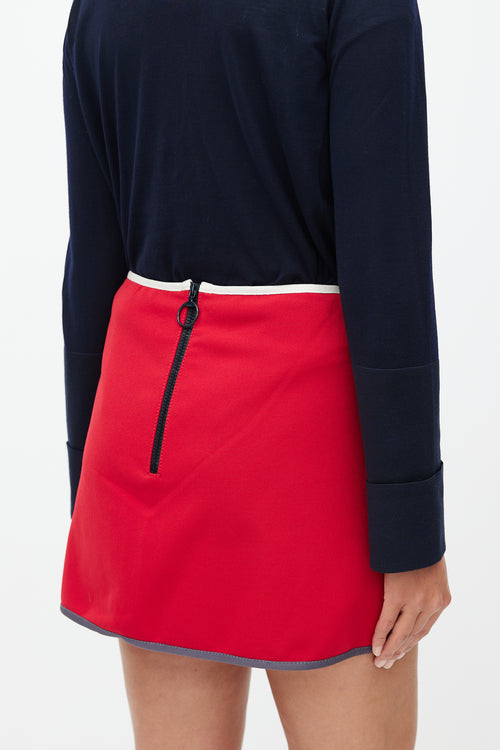 Prada Red & Multicolour Trim Skirt