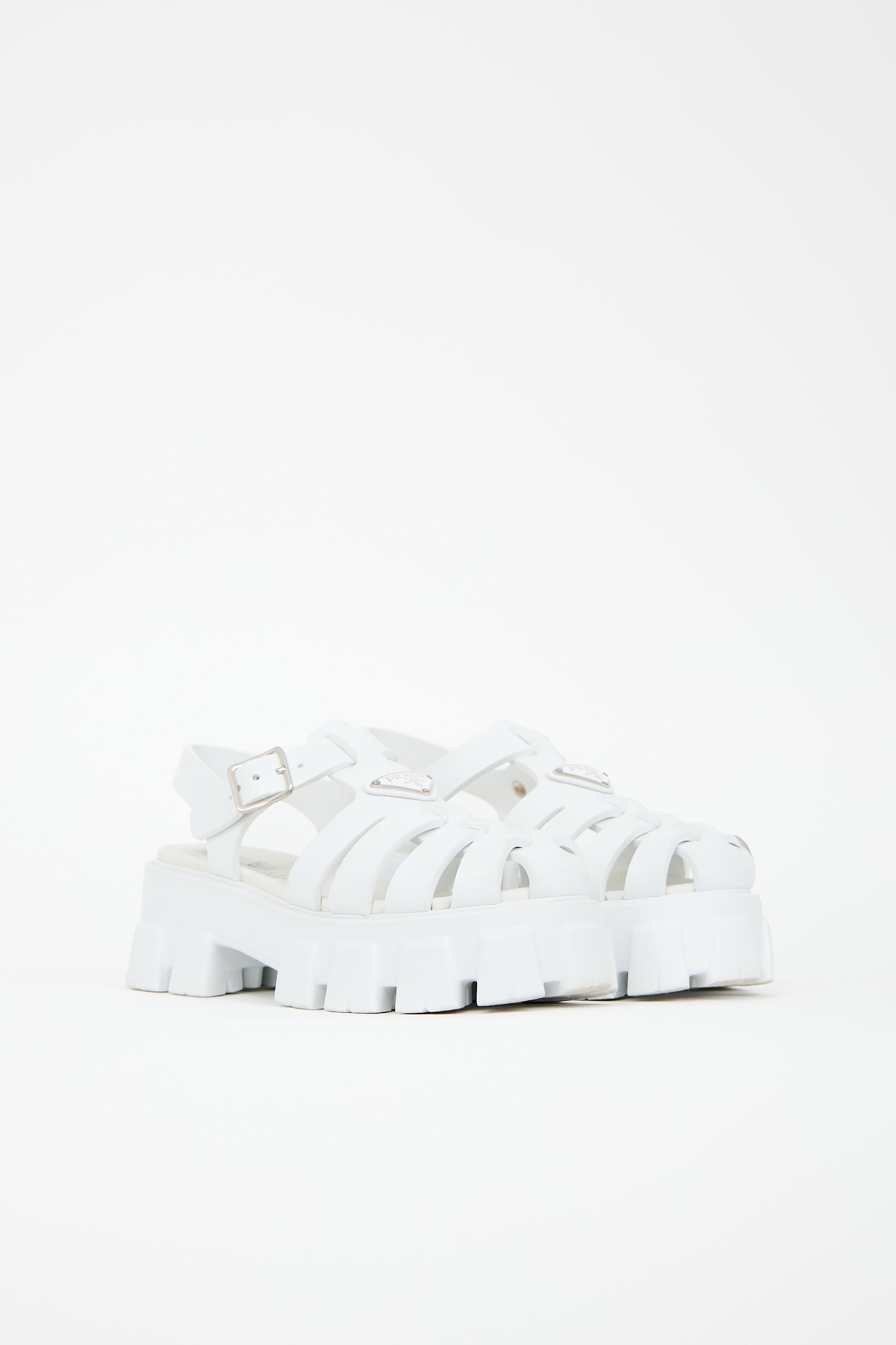Prada Rubber Monolith Cage Sandal