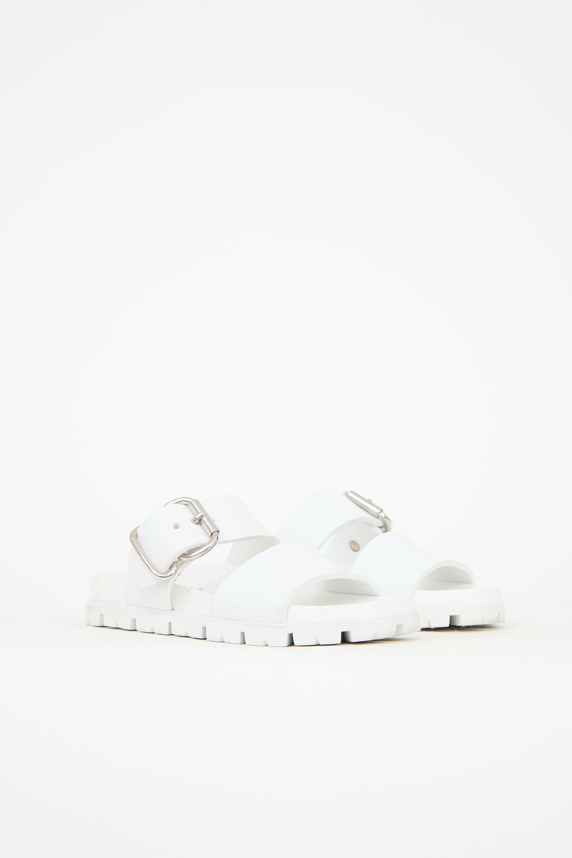 Prada Rubber Double Strap Sandal