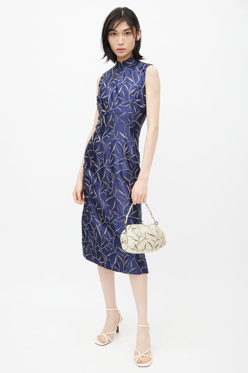 Prada SS 1997 Navy & Cream Floral Silk Dress