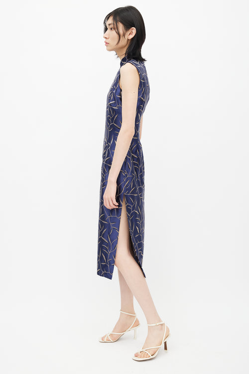 Prada SS 1997 Navy & Cream Floral Silk Dress
