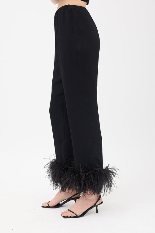 Prada SS 2017 Silk Feather Trim Trouser