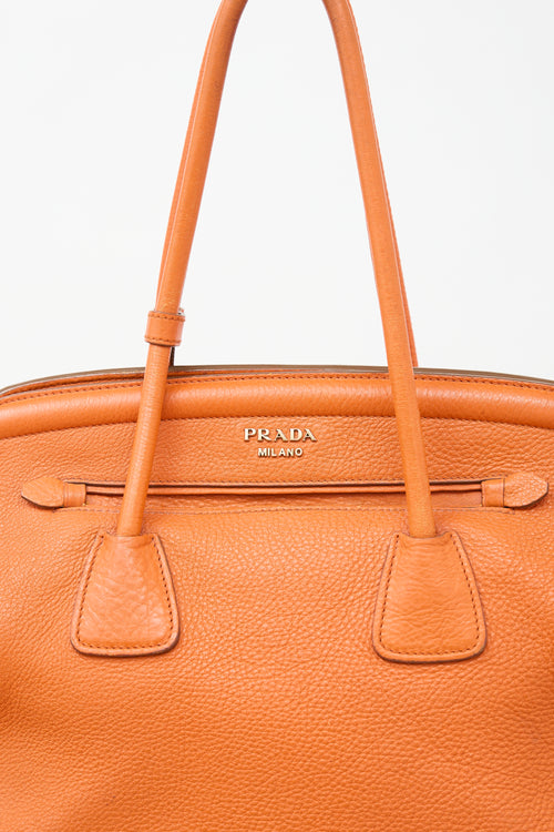 Prada Daino Leather Frame Tote Bag