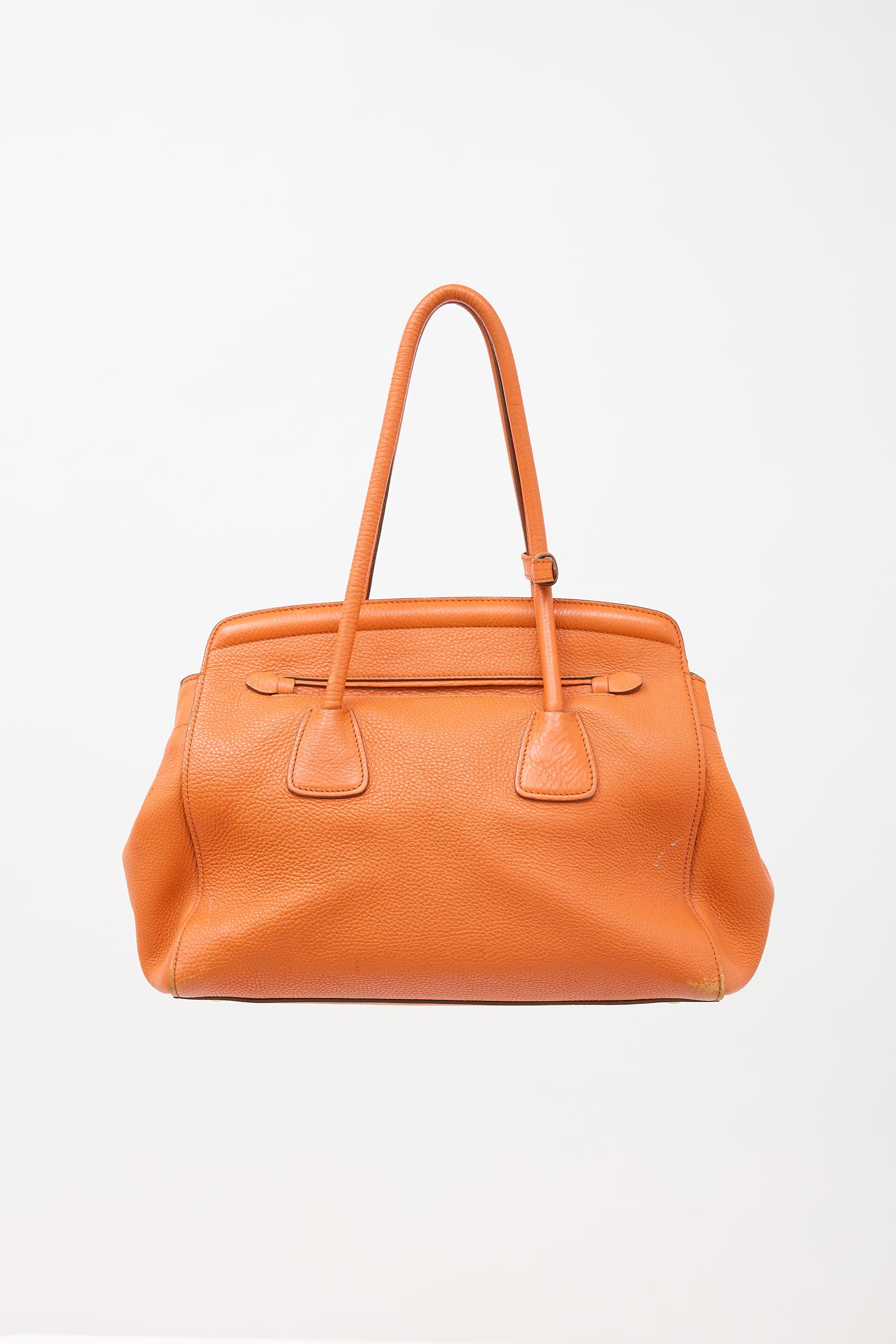 Prada Daino Leather Frame Tote Bag