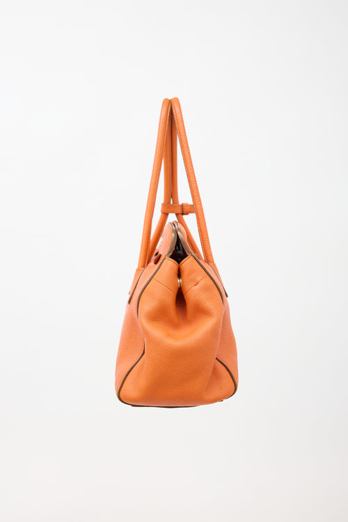 Prada Daino Leather Frame Tote Bag