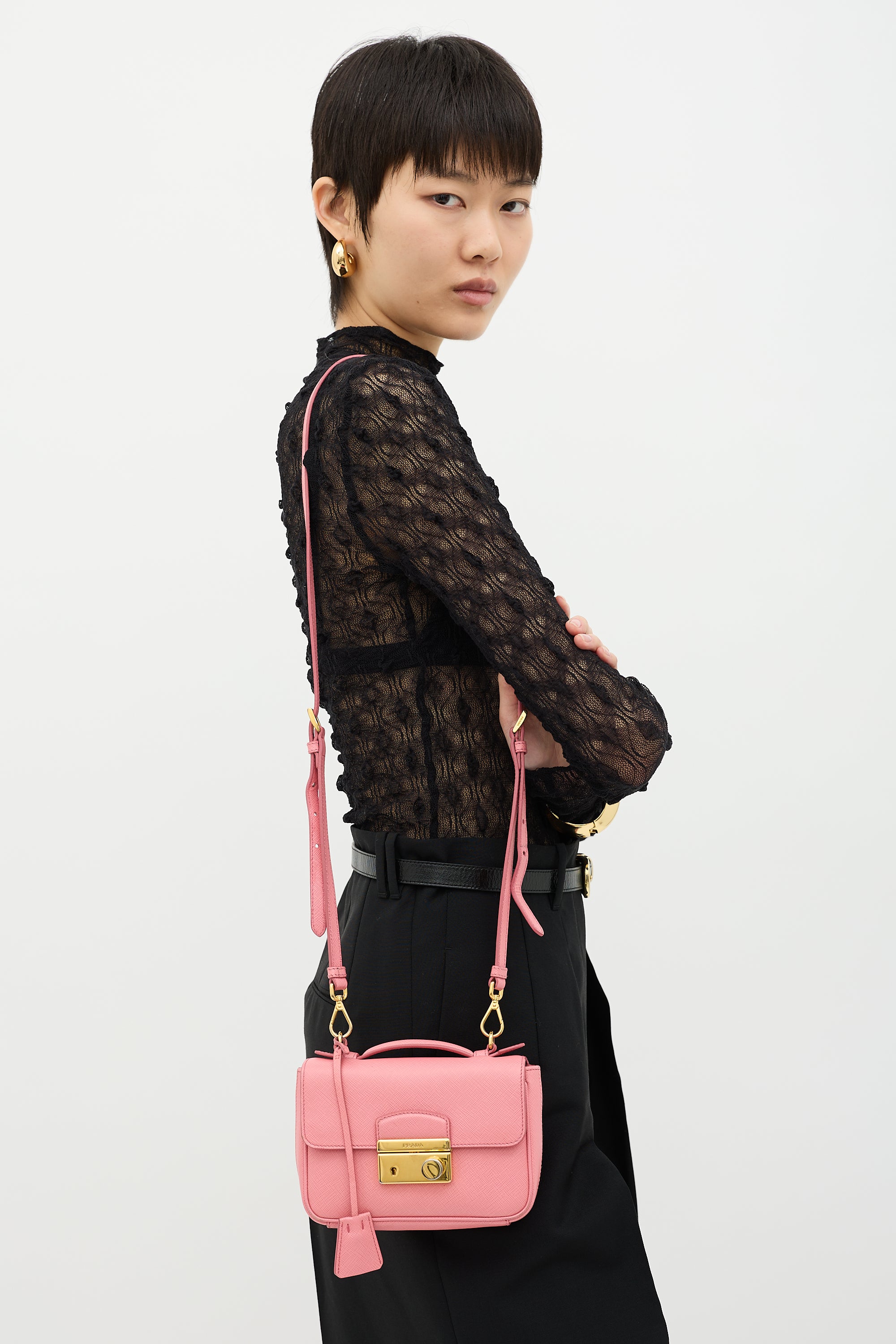 Prada Saffiano Leather Sound Lock Bag