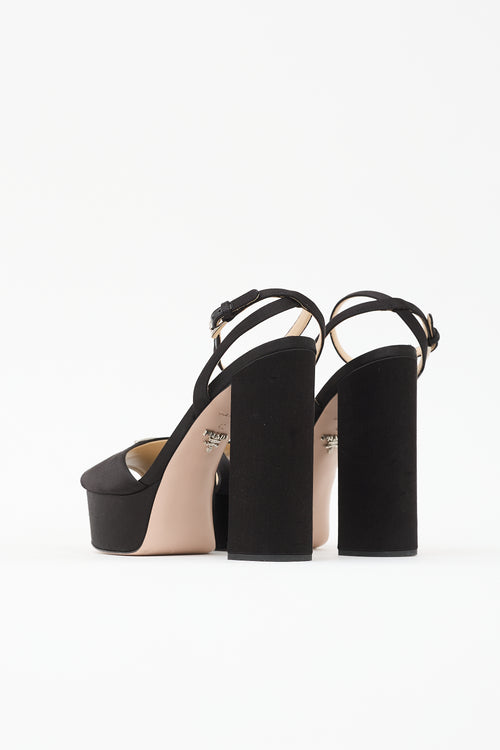 Prada Satin Logo Platform Sandal