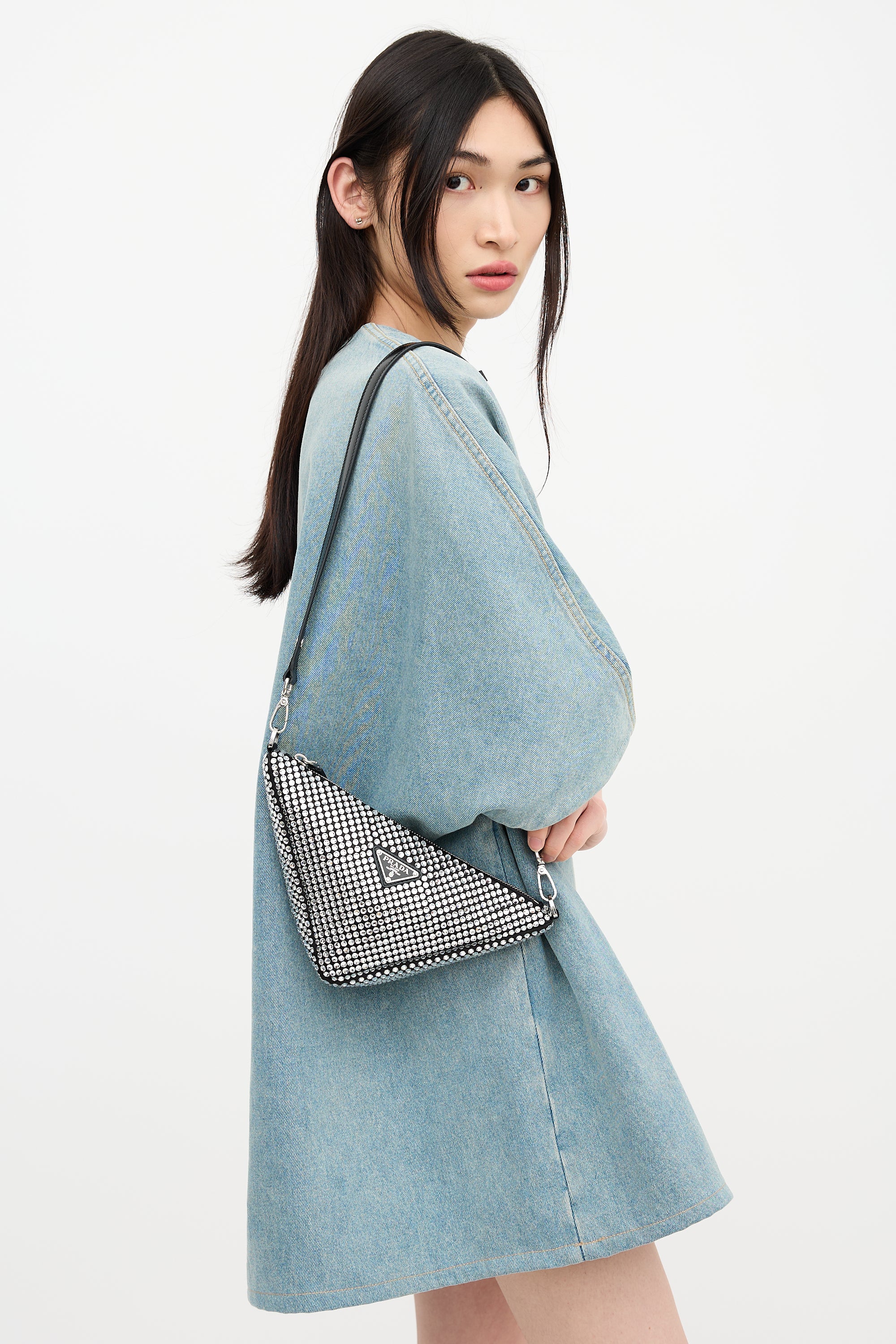 Prada Satin & Crystal Triangle Bag