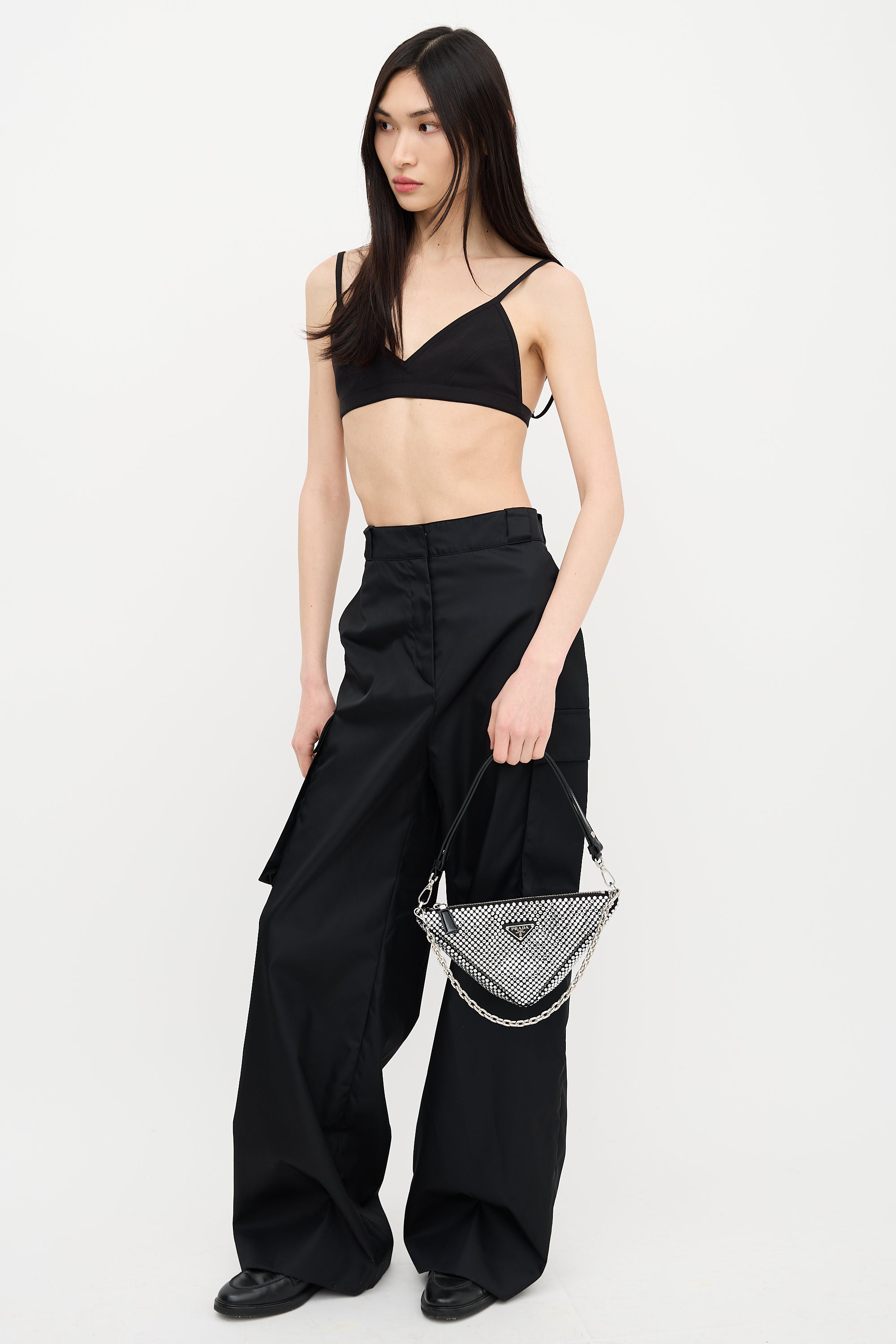 Prada Satin & Crystal Triangle Bag