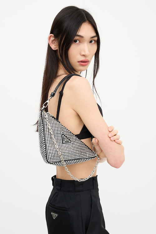 Prada Satin & Crystal Triangle Bag