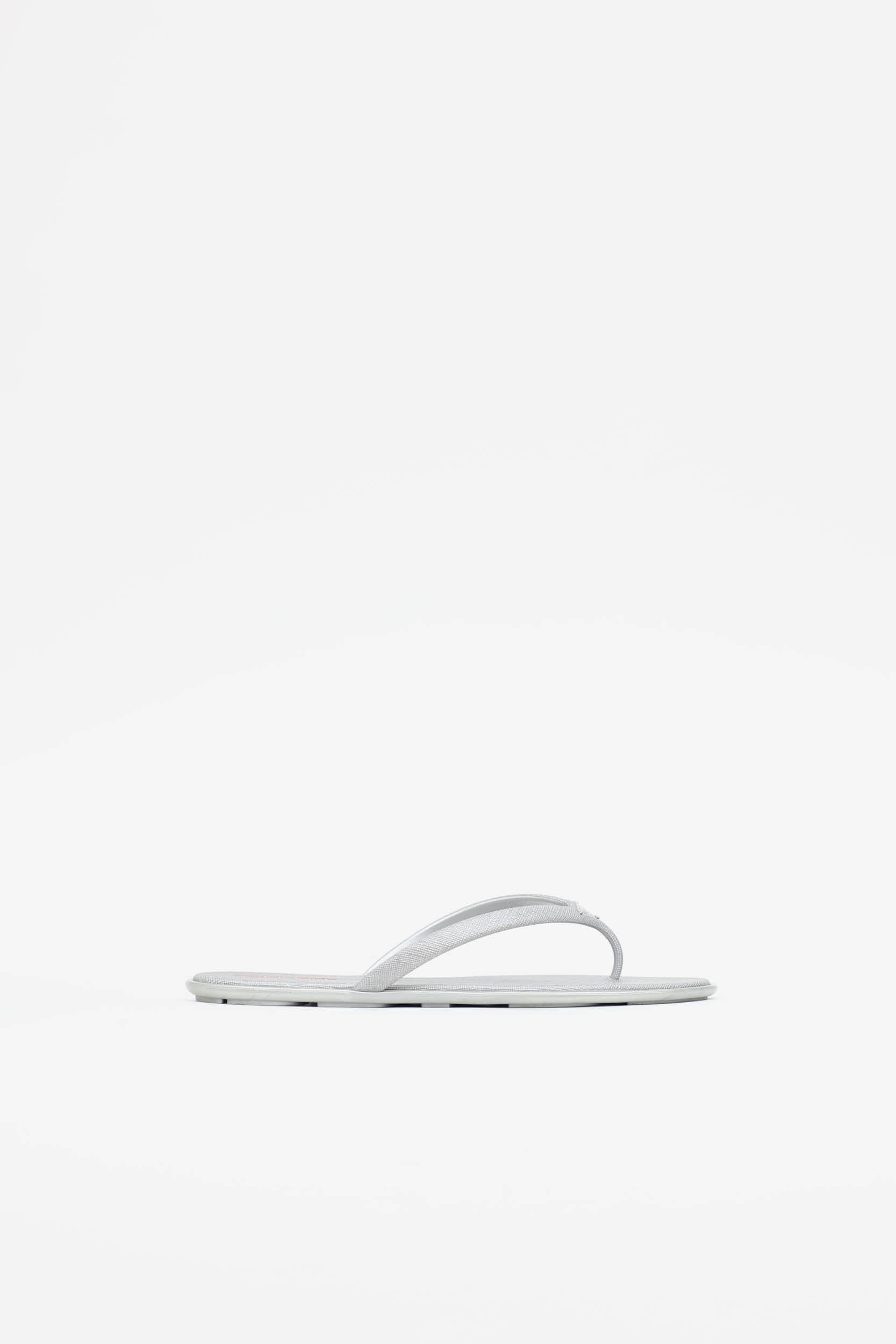 Prada Saffiano Logo Flip Flop