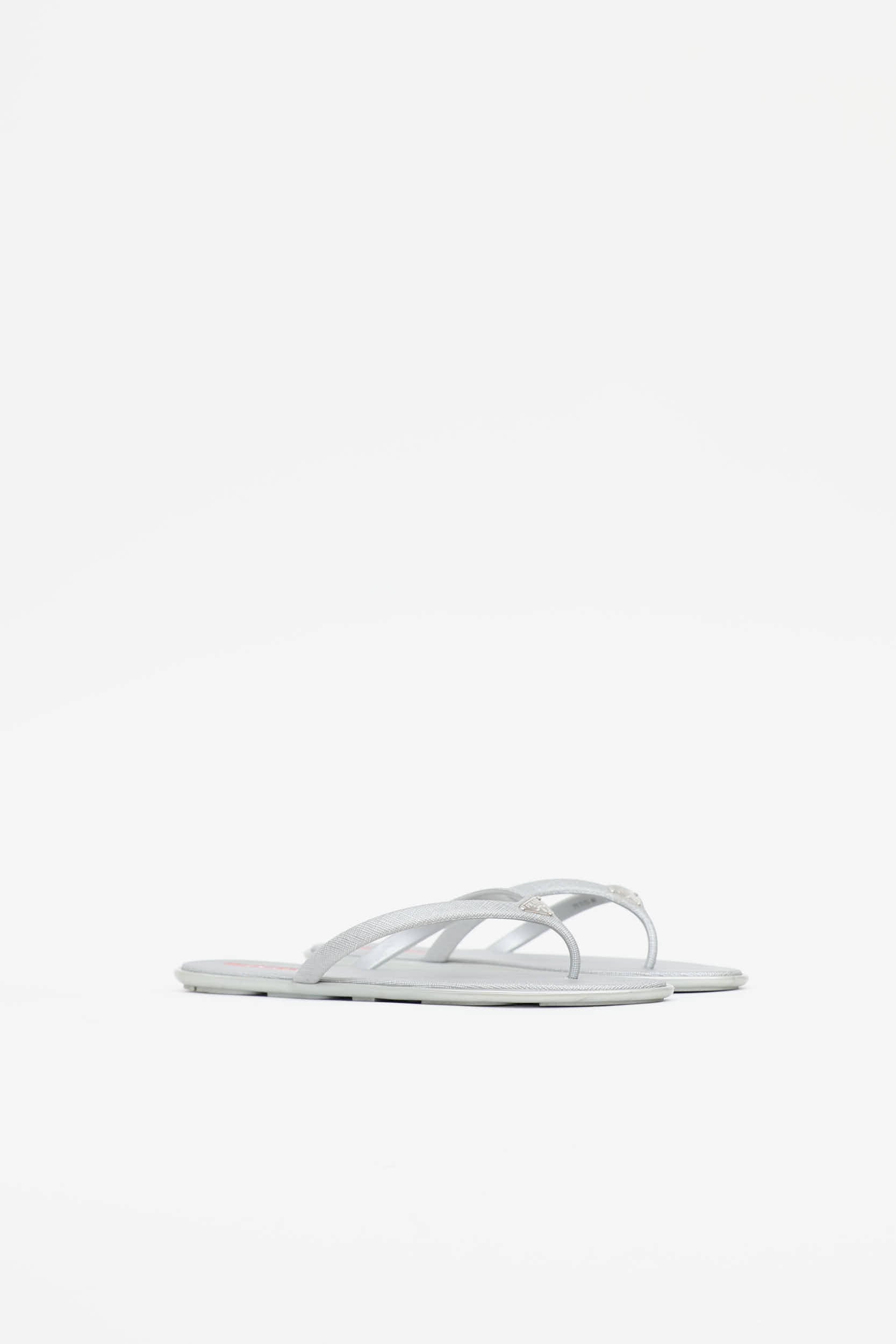 Prada Saffiano Logo Flip Flop