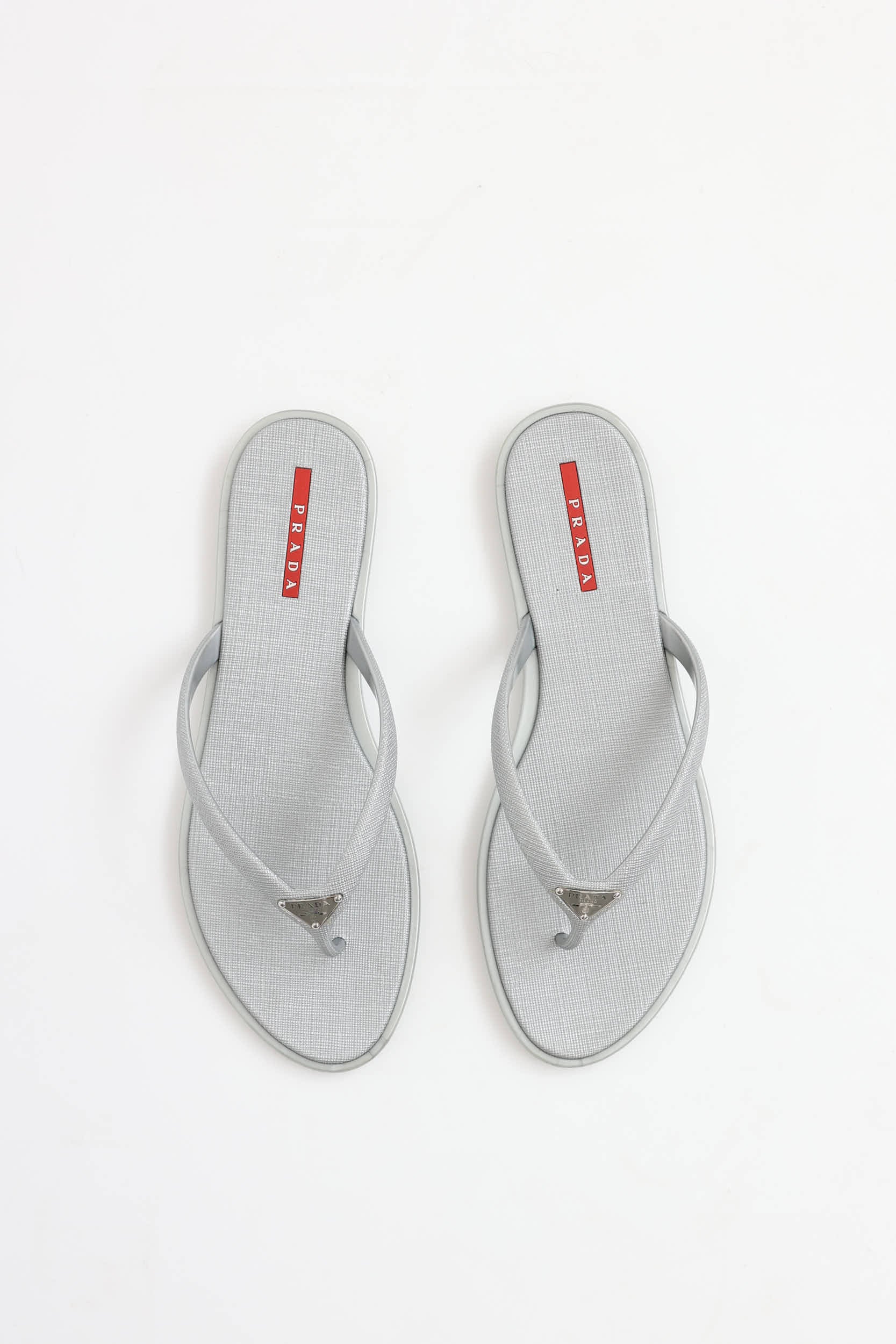 Prada Saffiano Logo Flip Flop