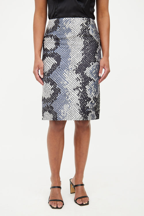 Prada Black & Multi Scale Print Skirt