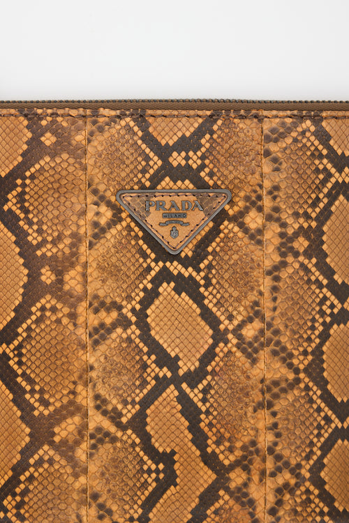 Prada Leather Logo Zip Pouch
