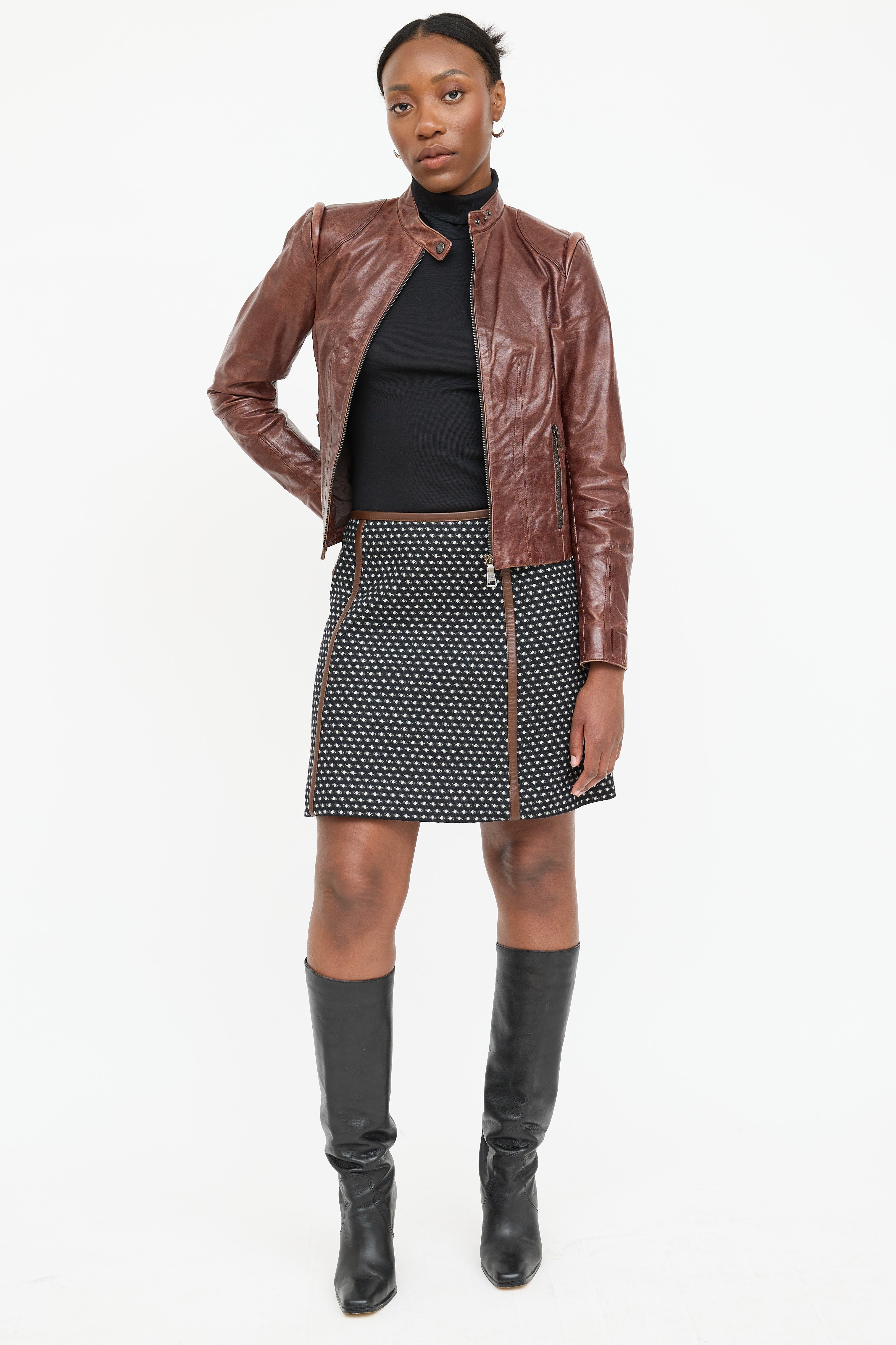 Prada Leather Cafe Racer Jacket